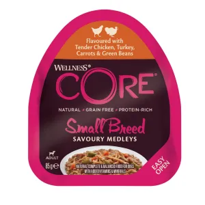 Wellness CORE Savoury Medleys Chicken, Turkey, Carrots and Green Beans Wet Small Dog Food 85g x 12***