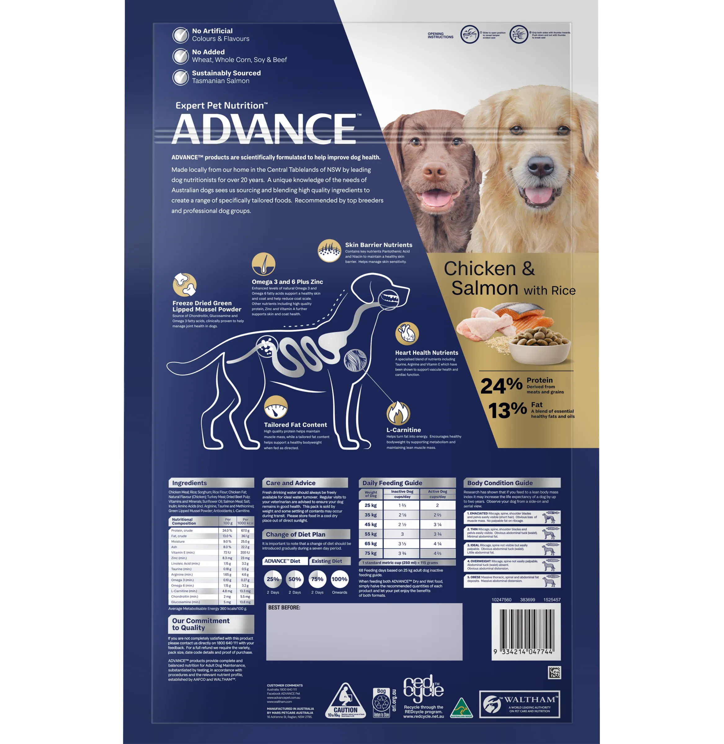 Advance Chicken and Salmon Retrievers Adult Dry Dog Food 13kg