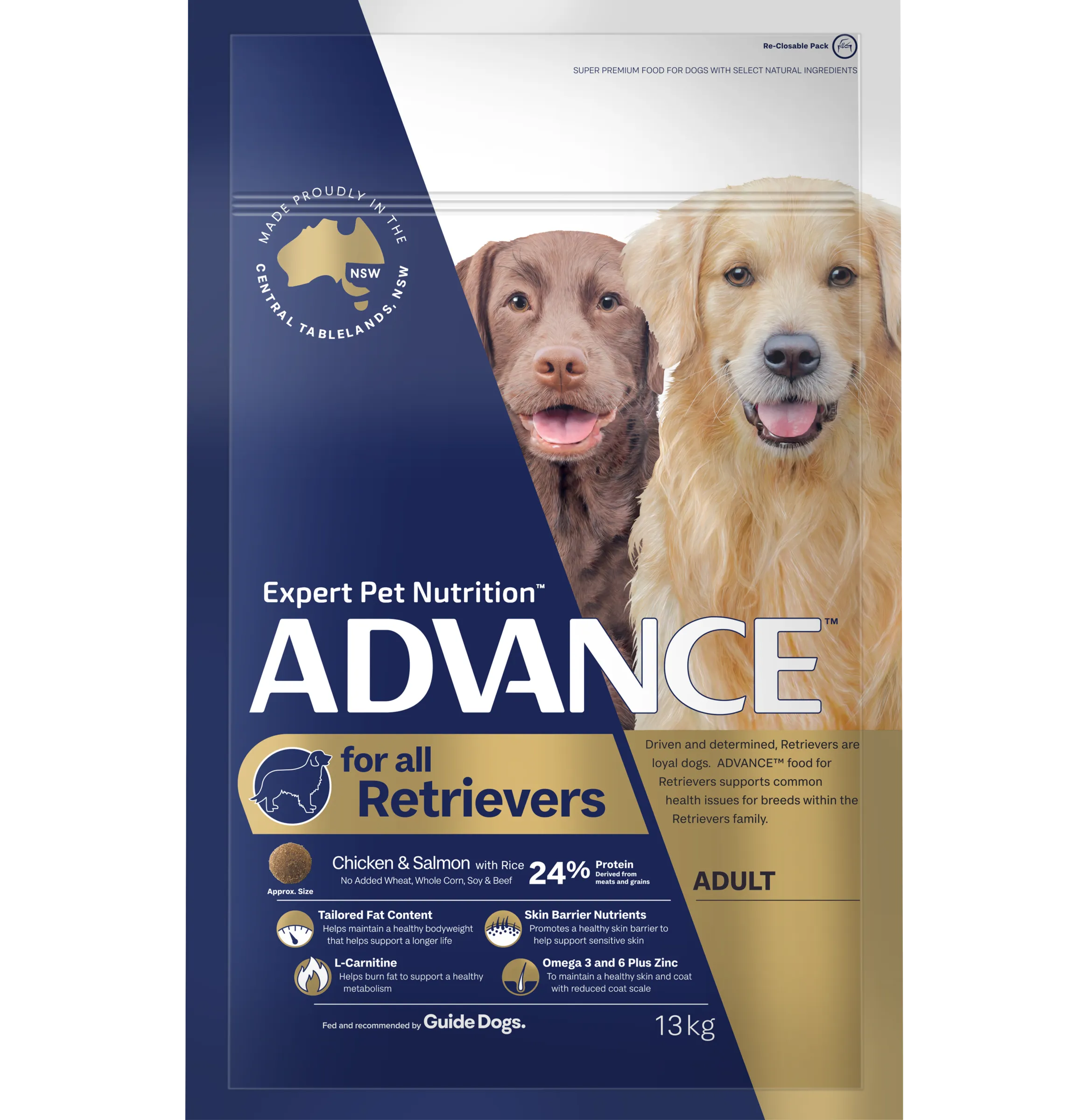 Advance Chicken and Salmon Retrievers Adult Dry Dog Food 13kg