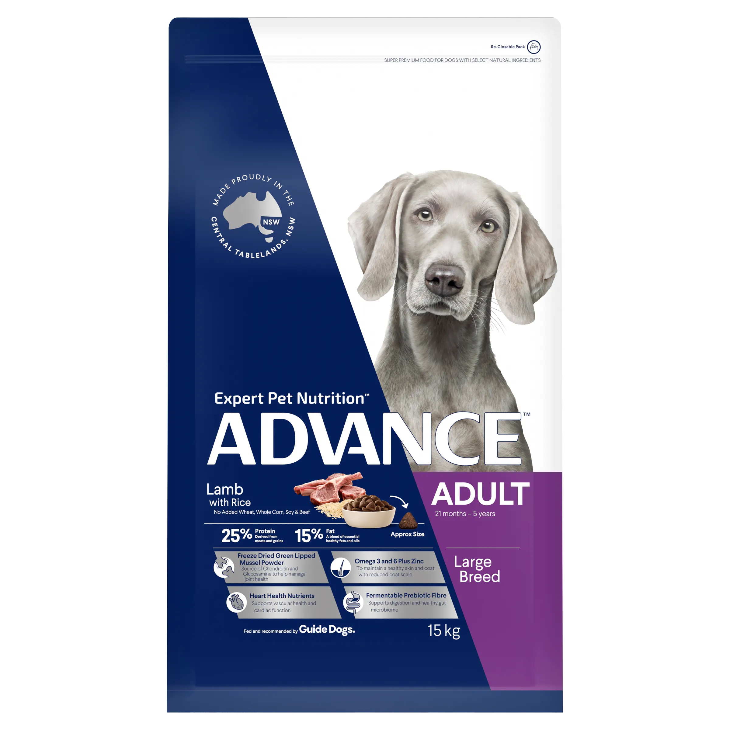 Advance Lamb and Rice Large Breed Adult Dry Dog Food 15kg