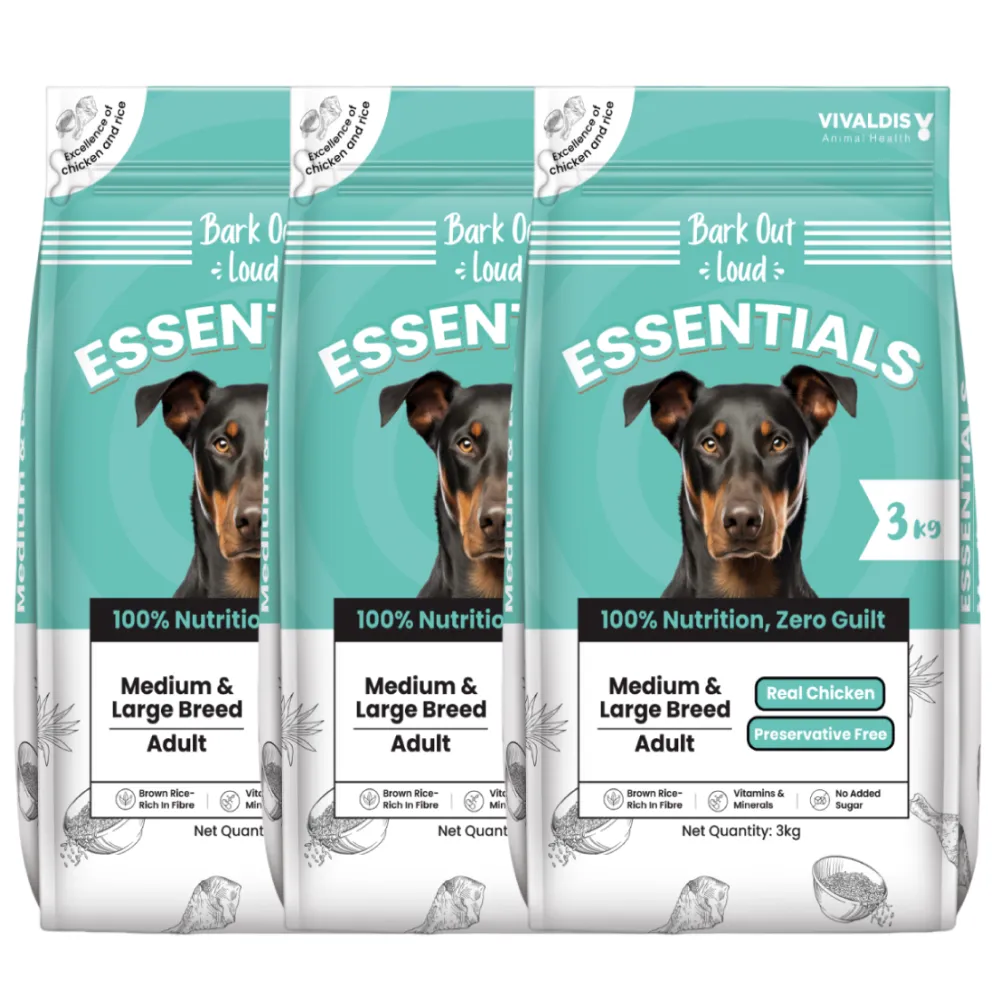 Bark Out Loud Essentials Real Chicken Medium and Large Breed Adult Dog Dry Food