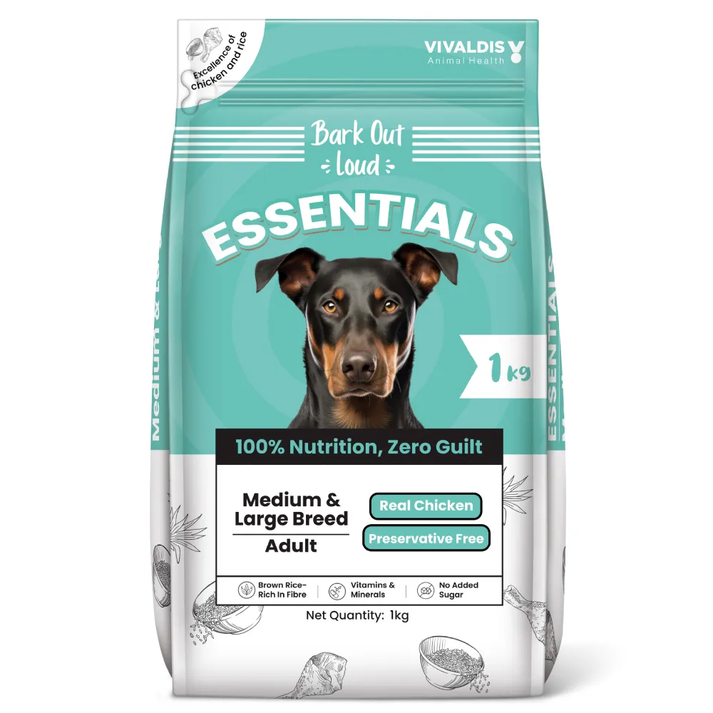 Bark Out Loud Essentials Real Chicken Medium and Large Breed Adult Dog Dry Food