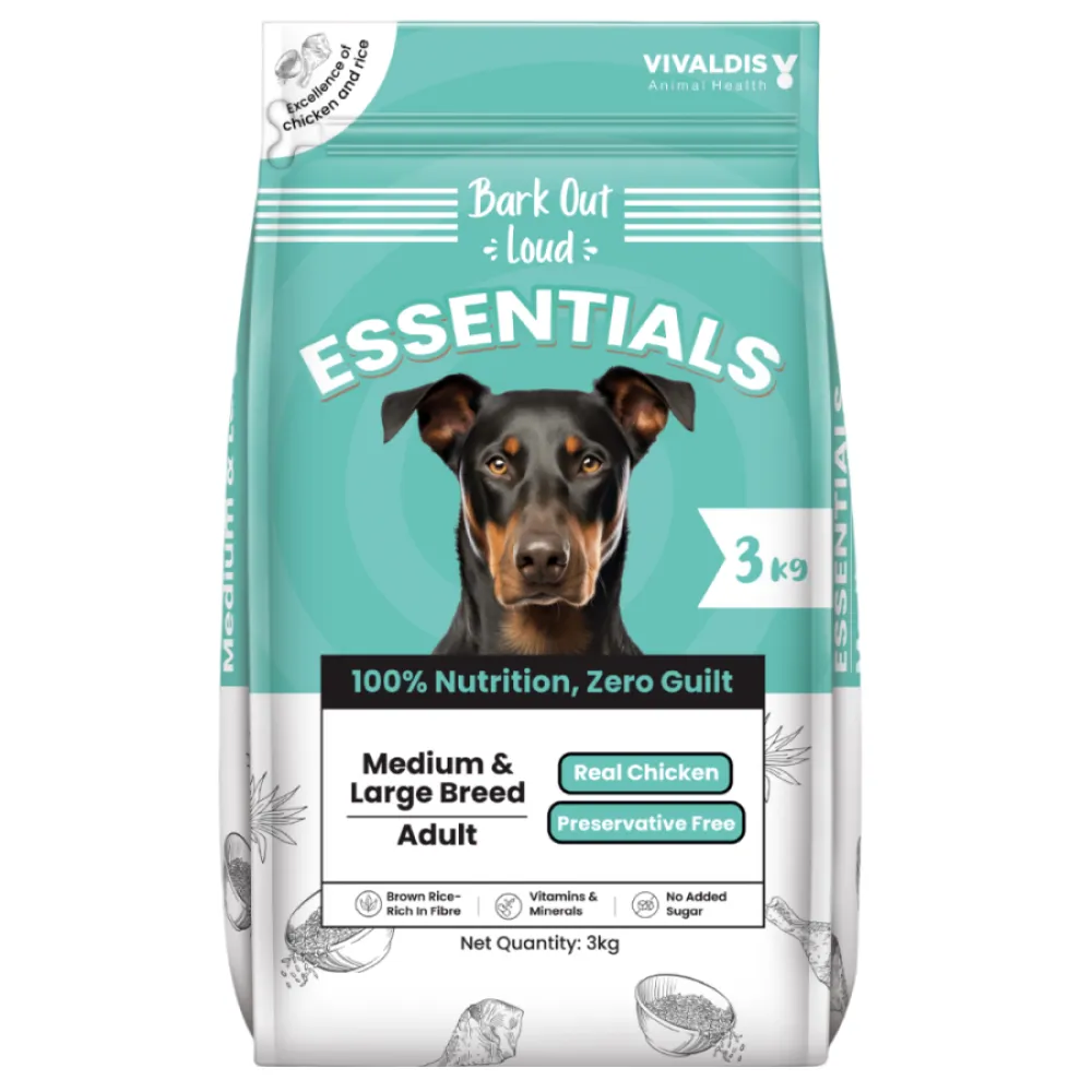 Bark Out Loud Essentials Real Chicken Medium and Large Breed Adult Dog Dry Food