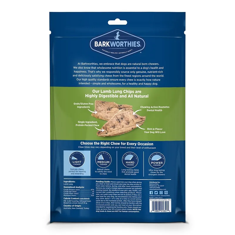 Barkworthies Dog USA Lamb Lung Chip 12oz