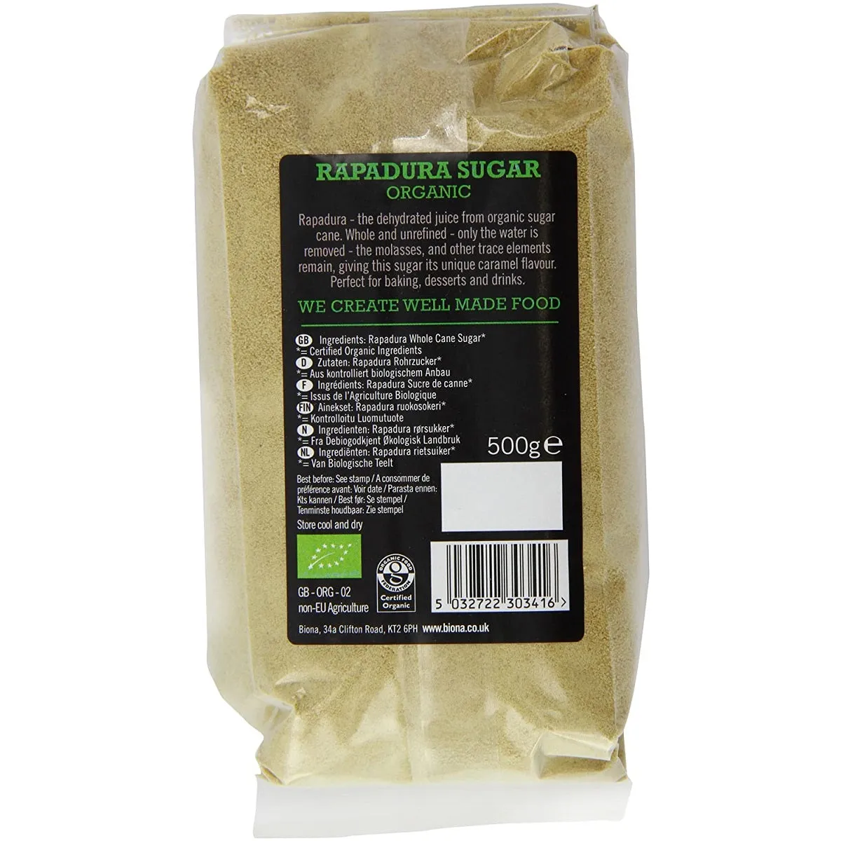 Biona Organic Rapadura Whole Cane Sugar 500g