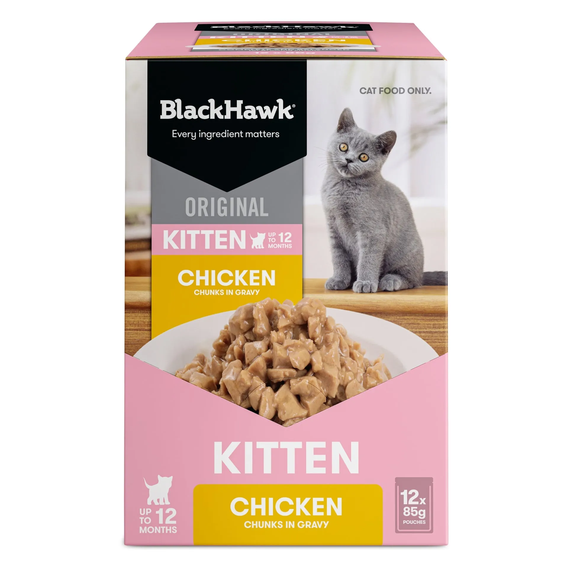 Black Hawk Chicken in Gravy Kitten Wet Food 85gx12