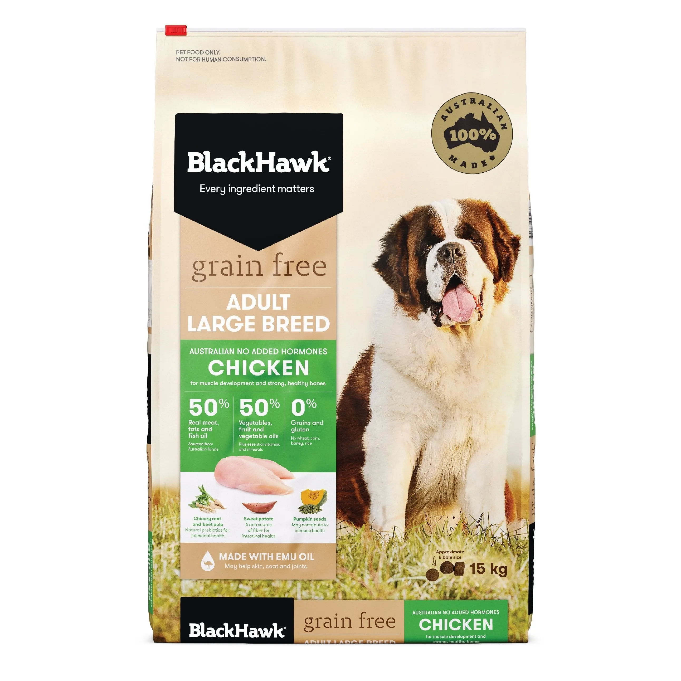 Black Hawk Grain Free Chicken Large Breed Dry Dog Food 15kg