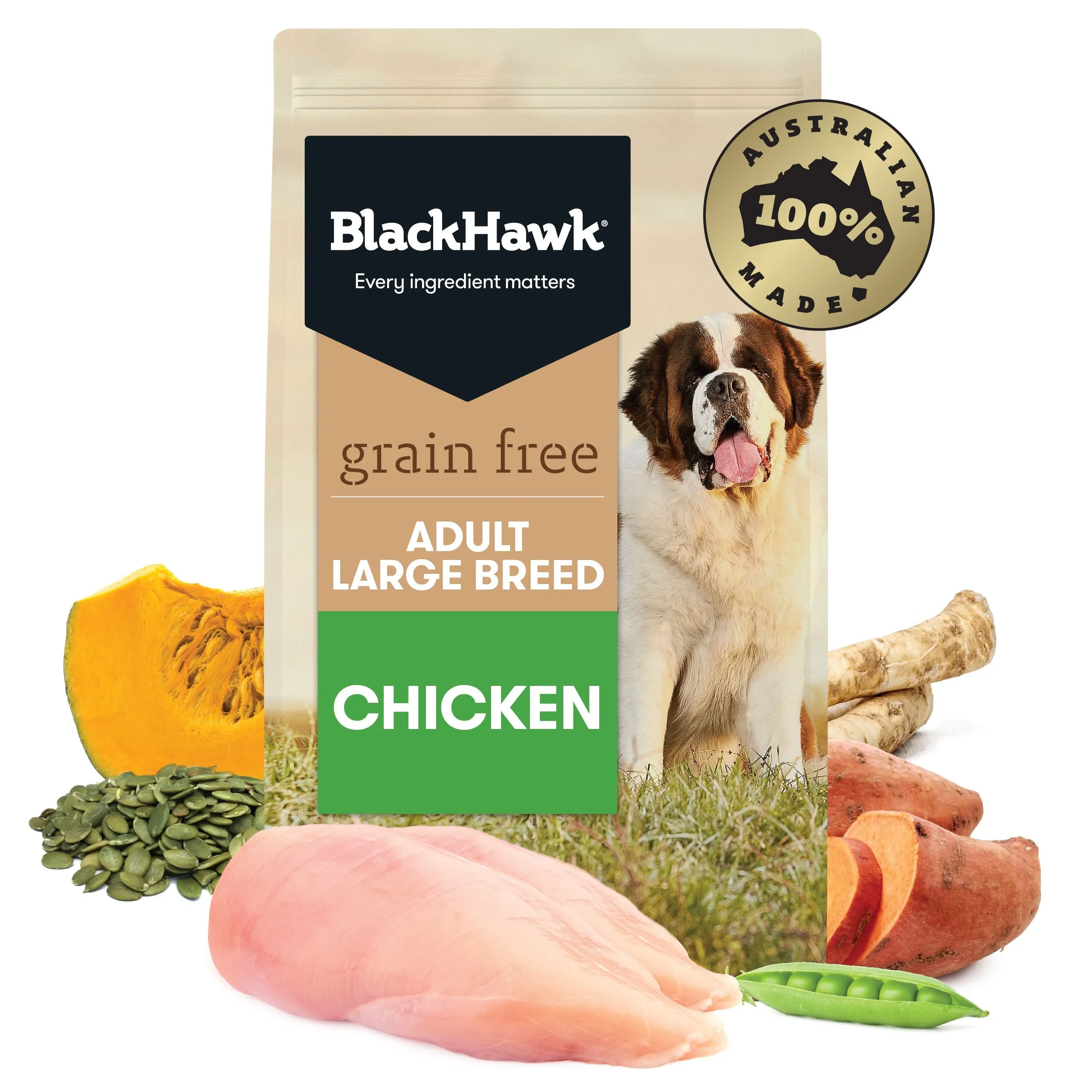 Black Hawk Grain Free Chicken Large Breed Dry Dog Food 15kg