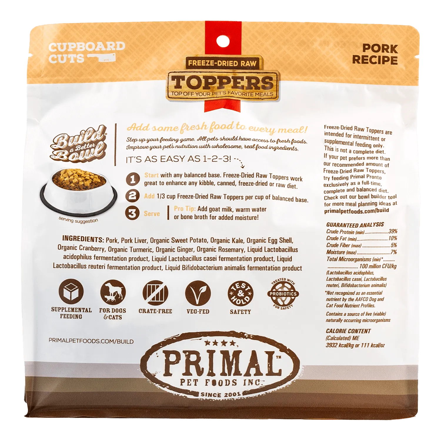 Cupboard Cuts Freeze-Dried Raw Toppers for Cat & Dog <br> Pork Recipe