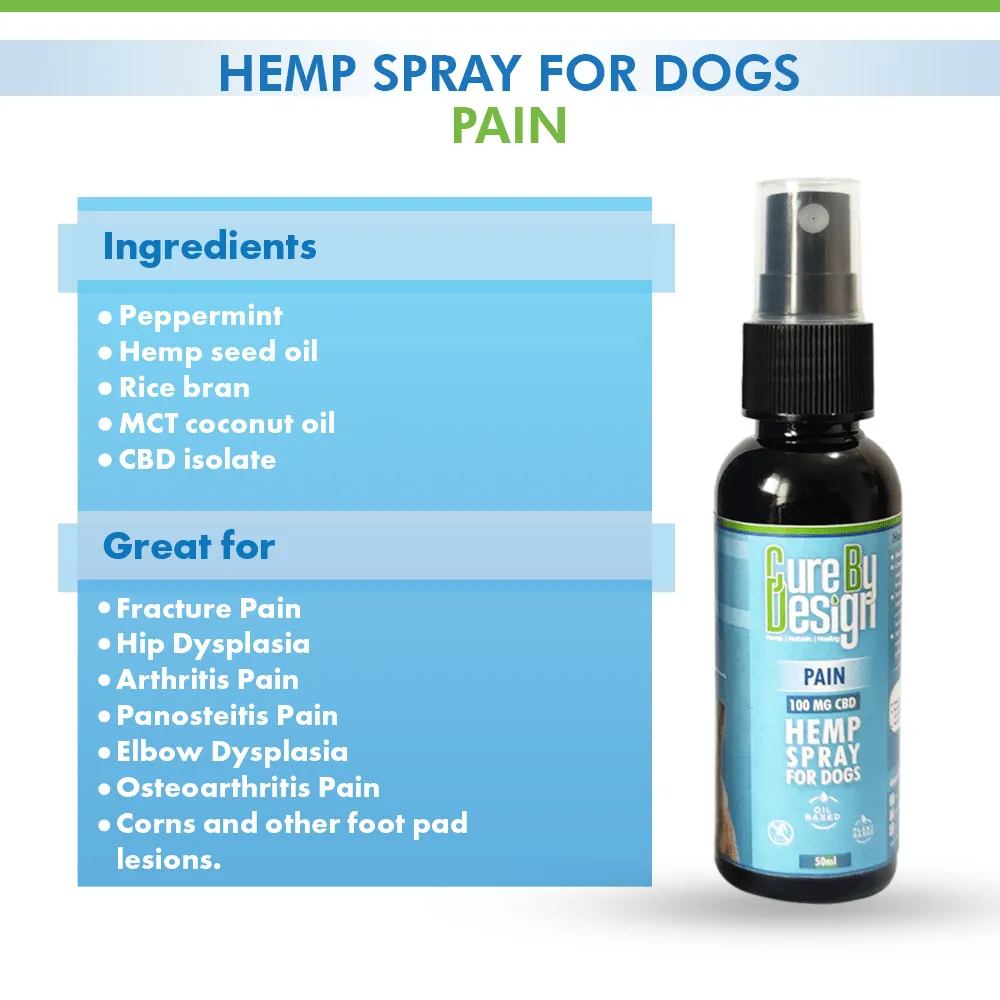 Cure By Design 100mg CBD Pain Hemp Spray for Dogs