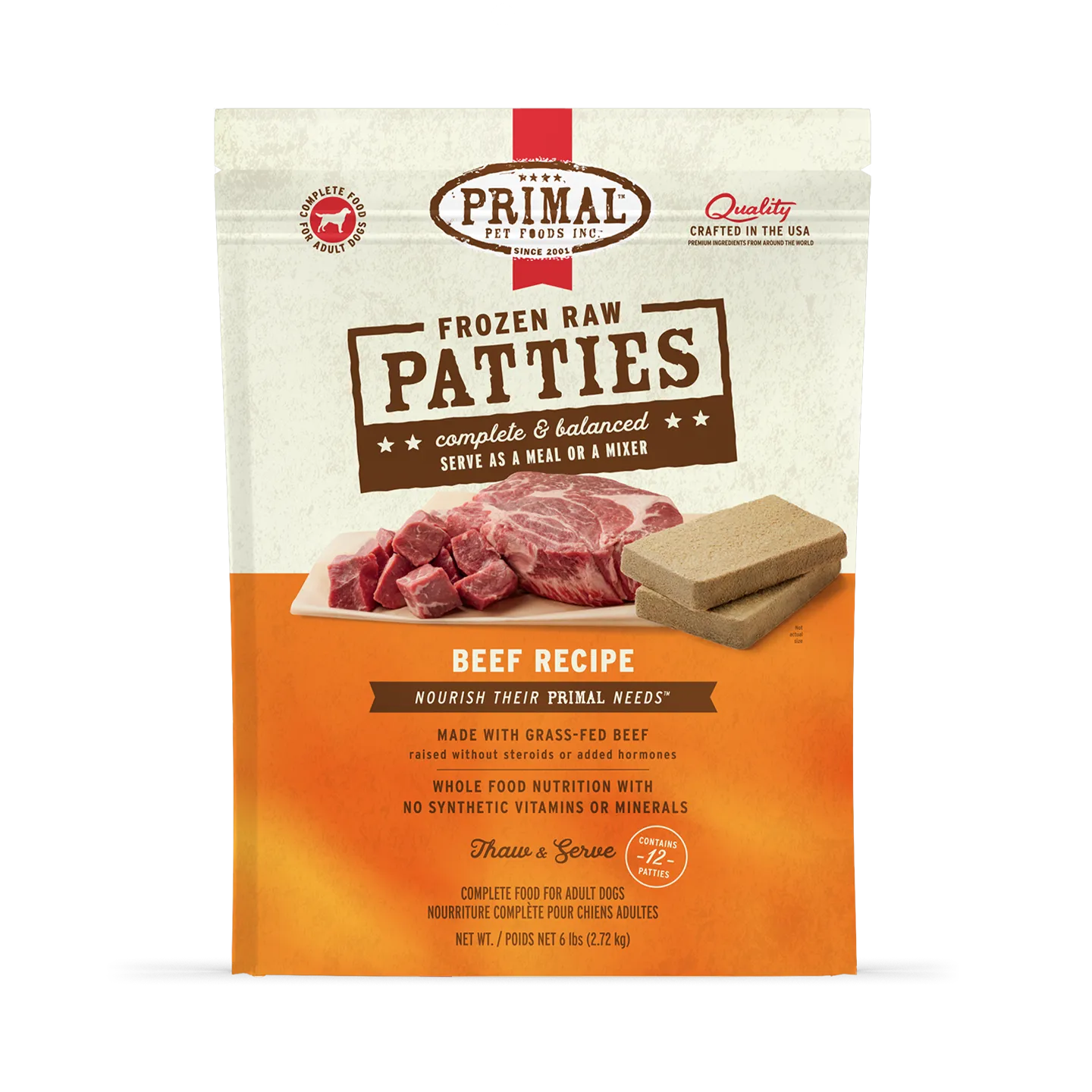 Frozen Raw Patties Dog Food <br> Beef Recipe