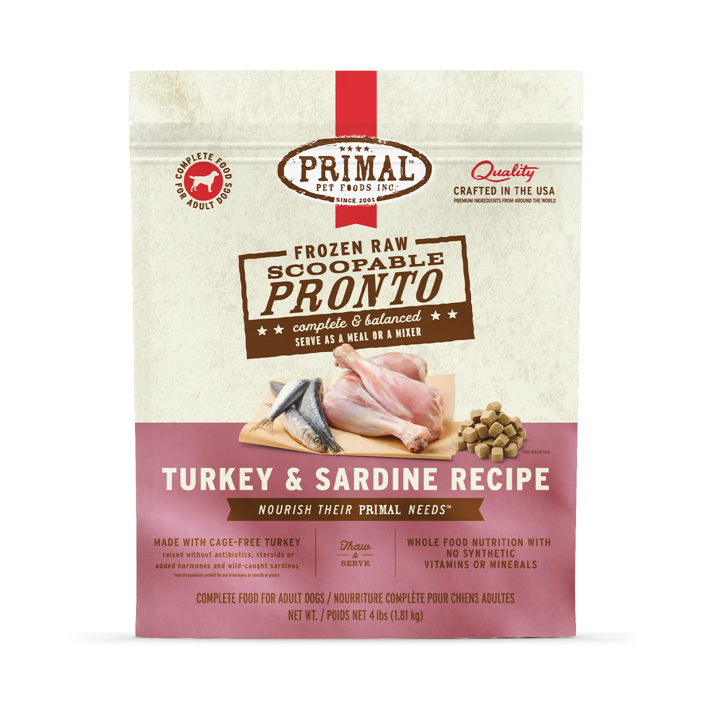 Frozen Raw Scoopable Pronto Dog Food <br> Turkey & Sardine Recipe