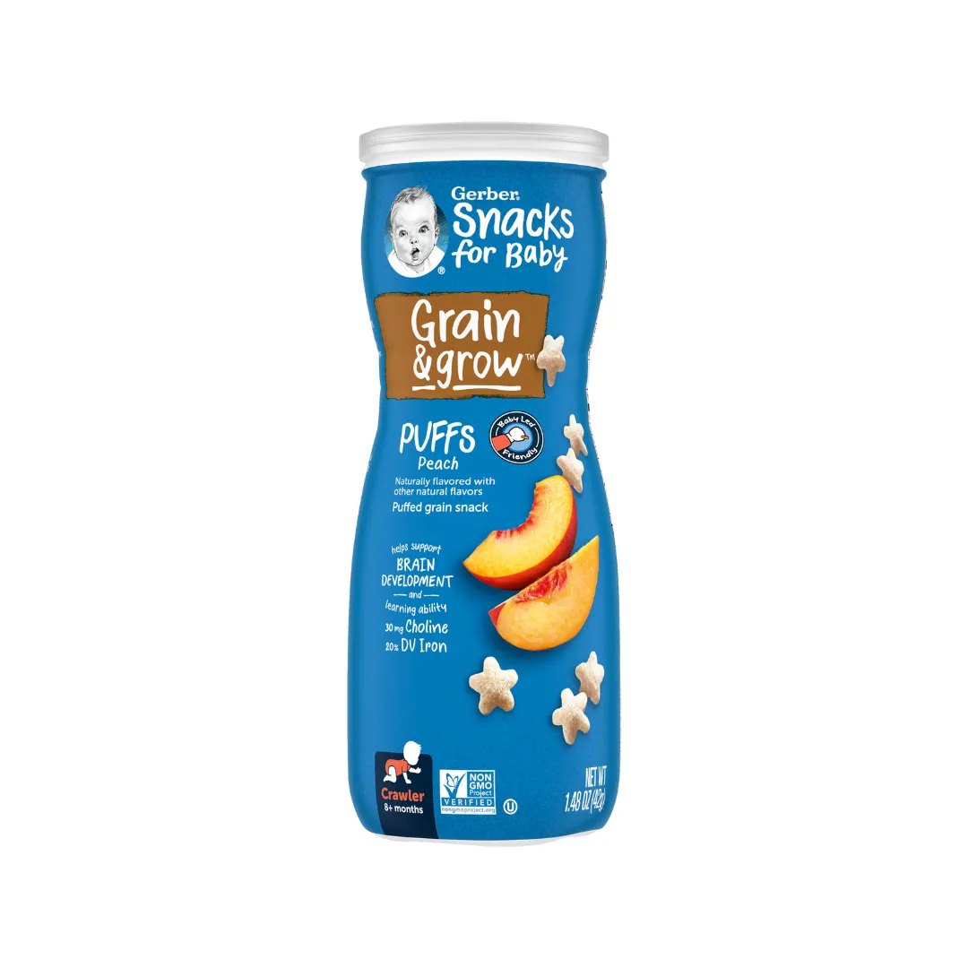 Gerber Puffs 42g - (8m ) SweetPotato/ Strawberry/ AppleVanilla/ AppleCinnamon/ PeachBanana/ Blueberry