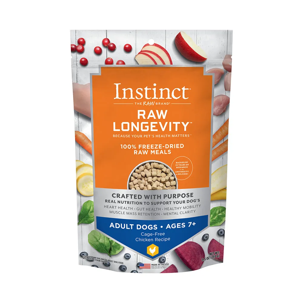 Instinct The Raw Brand Dog Raw Longevity 100% Freeze-Dried Raw Meals Cage-Free Chicken Ages 7  9.5oz