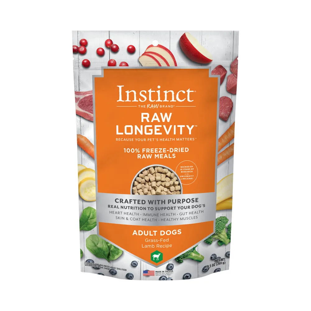 Instinct The Raw Brand Dog Raw Longevity 100% Freeze-Dried Raw Meals Grass-Fed Lamb Recipe 9.5oz