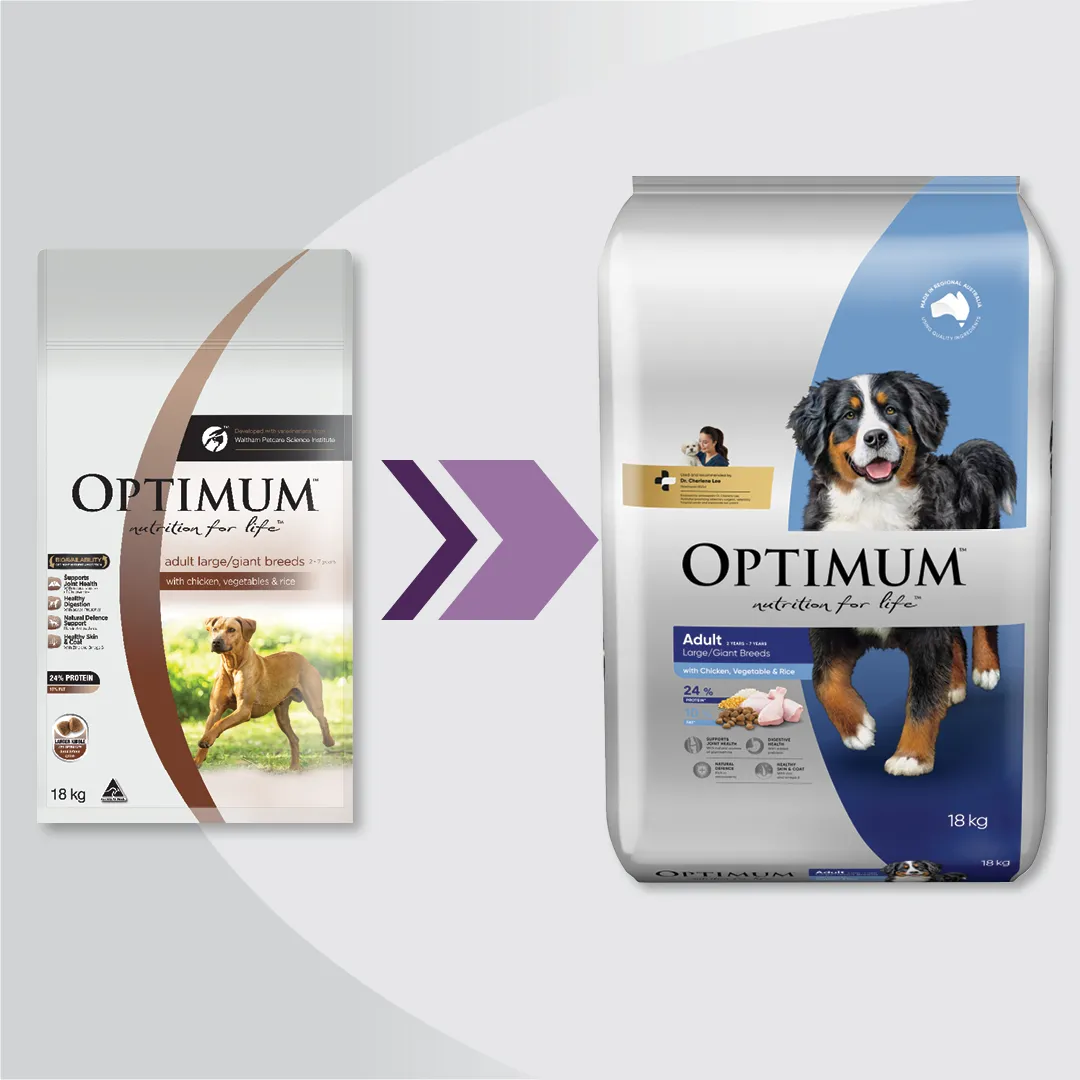 Optimum Chicken Vegetables And Rice Large Breed Adult Dry Dog Food 18kg