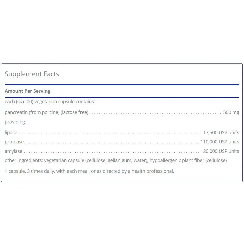 Pancreatic Enzyme - Pure Encapsulations - 60 capsules - Enzyme support for digestive function