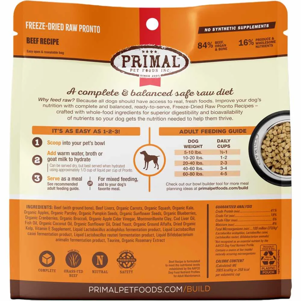 Primal Pronto Beef Grain-Free Adult Freeze-Dried Raw Dog Food