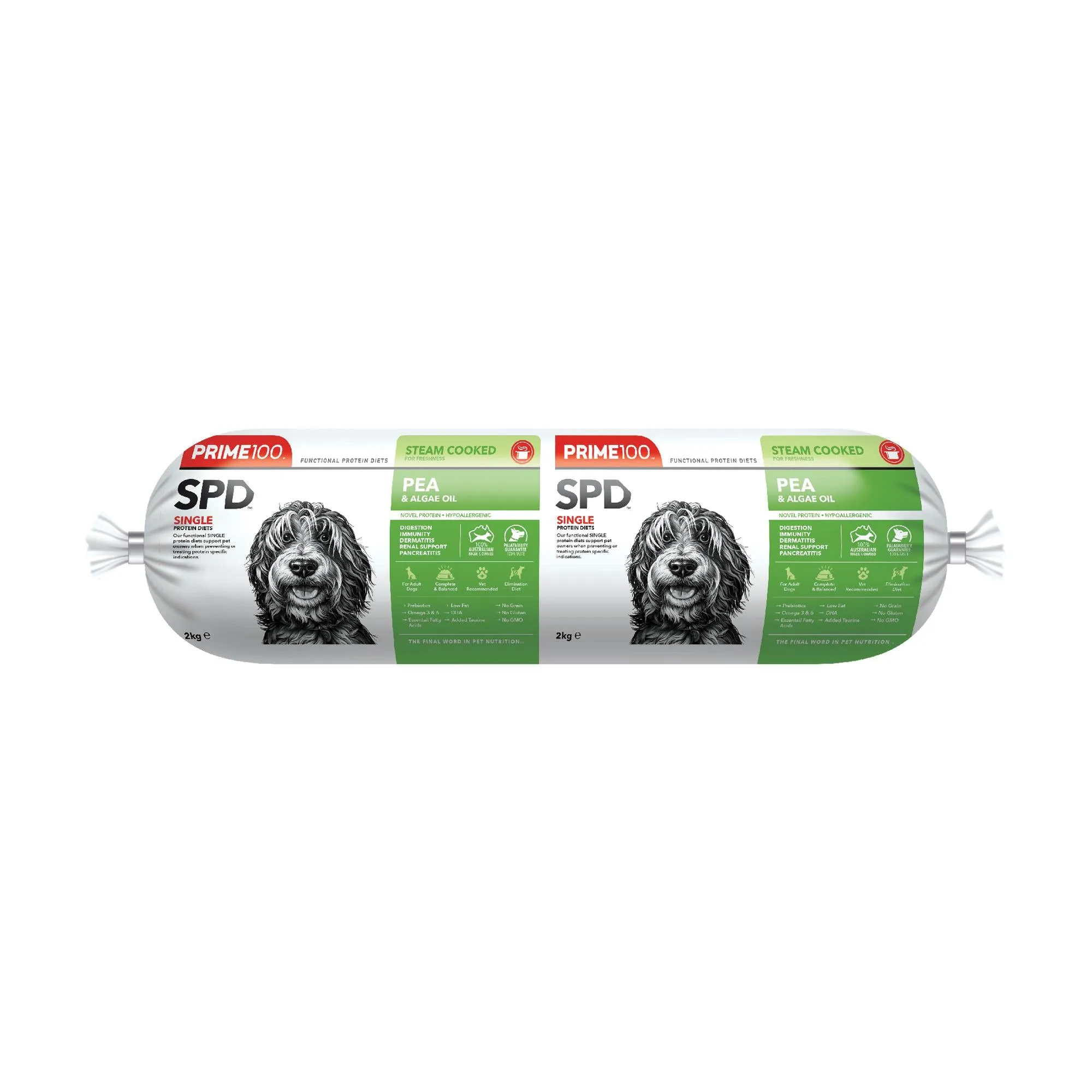 Prime 100 Dog SPD Pea and Algae Oil Roll 2kg