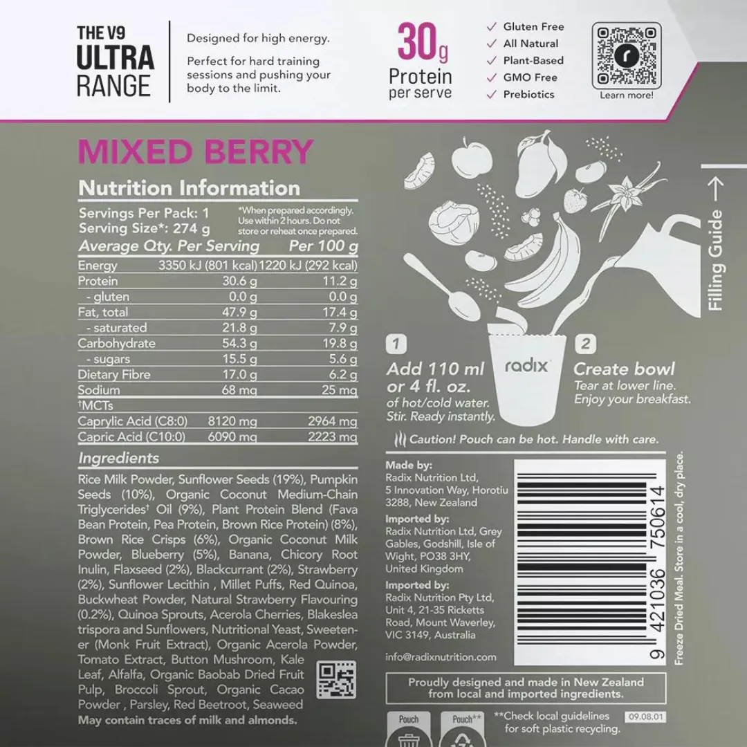 Radix Nutrition - Ultra Breakfast v9.0 - Mixed Berry (800Kcal)