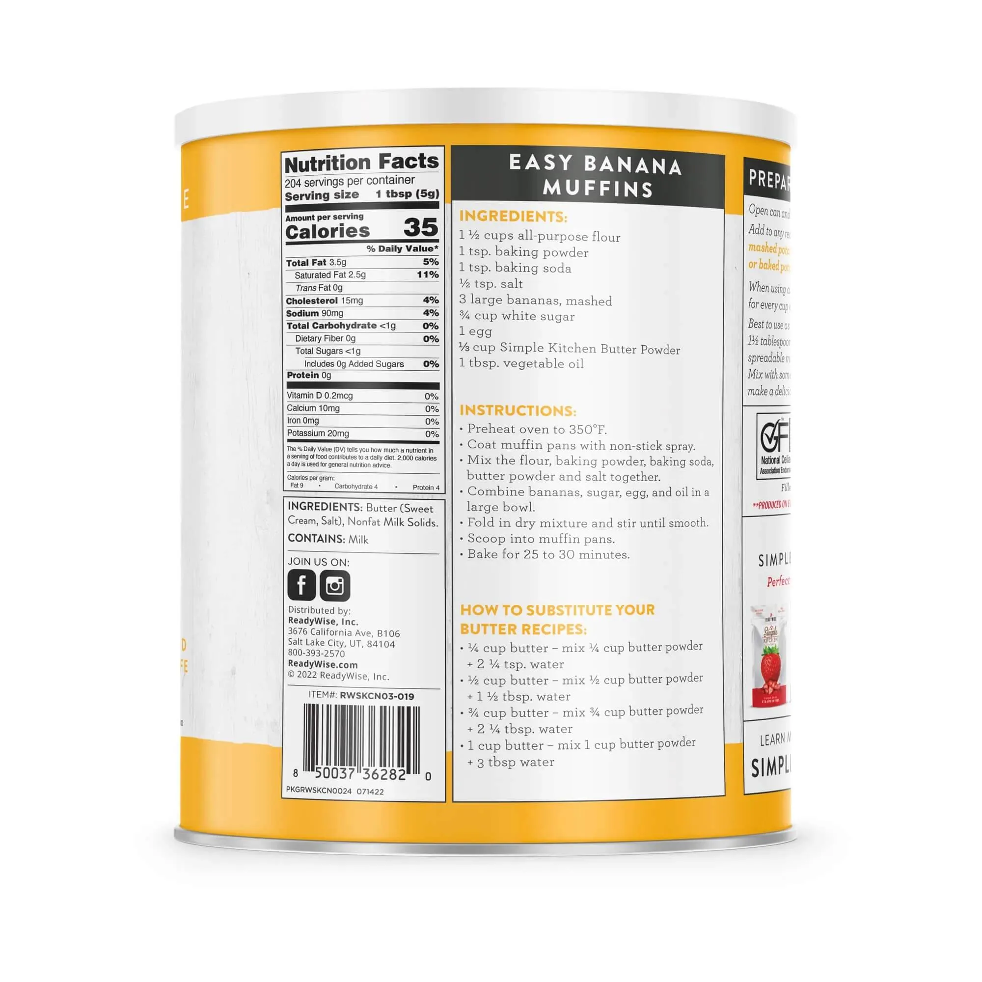 ReadyWise - Simple Kitchen Butter Powder - 204 Serving