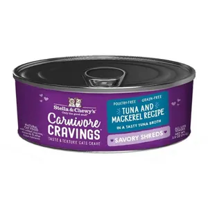 Stella & Chewy's Carnivore Cravings Savory Shreds Tuna & Mackerel Recipe Cat Food