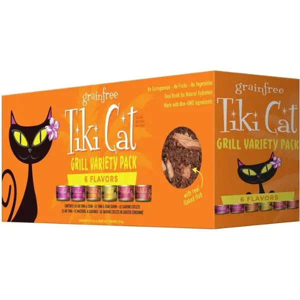 Tiki Cat Grain Free Grill Variety Pack 6 Flavors 12/2.8 oz