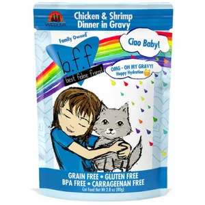 Weruva BFF OMG Chicken & Shrimp Ciao Baby! Dinner in Gravy Wet Cat Food Pouches 2.8 oz