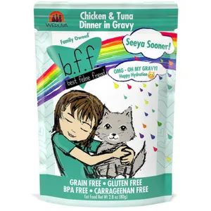 Weruva BFF OMG Chicken & Tuna Seeya Sooner! Dinner in Gravy Wet Cat Food Pouches 2.8 oz