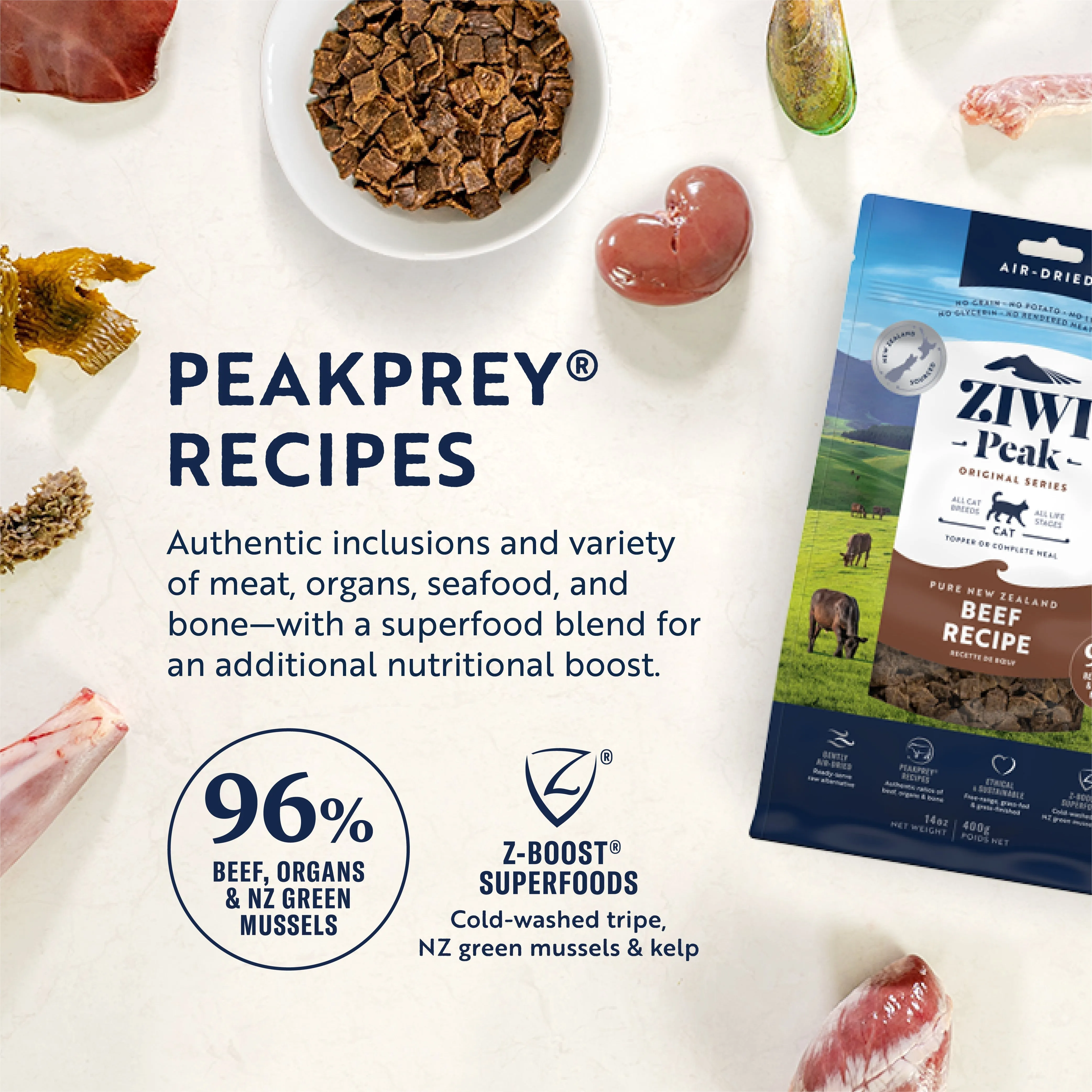 ZIWI Peak Air Dried Beef Recipe Cat Food 400g